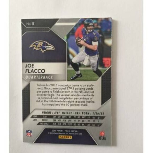 2016 Panini Prism Joe Flacco Ravens Custom Jersey Card #8 (046)